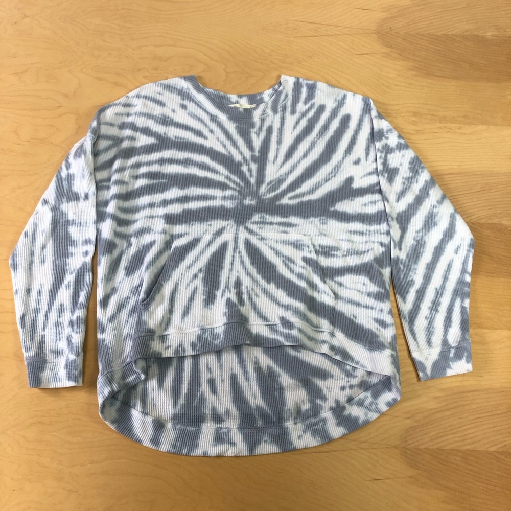RD Style Tie-dye long Sleeve Waffle Knit Top